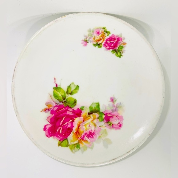 Antique CT Altwasser Germany Rose Plate 7.25” Floral Hand-Painted Shabby Chic - Picture 2 of 5